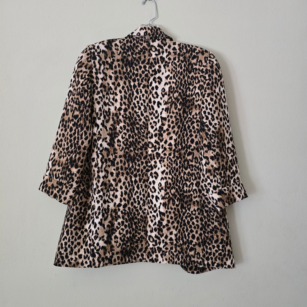 Express Leopard Print Open Front Blazer Jacket Brown Black Size XS Preppy - Picture 4 of 6